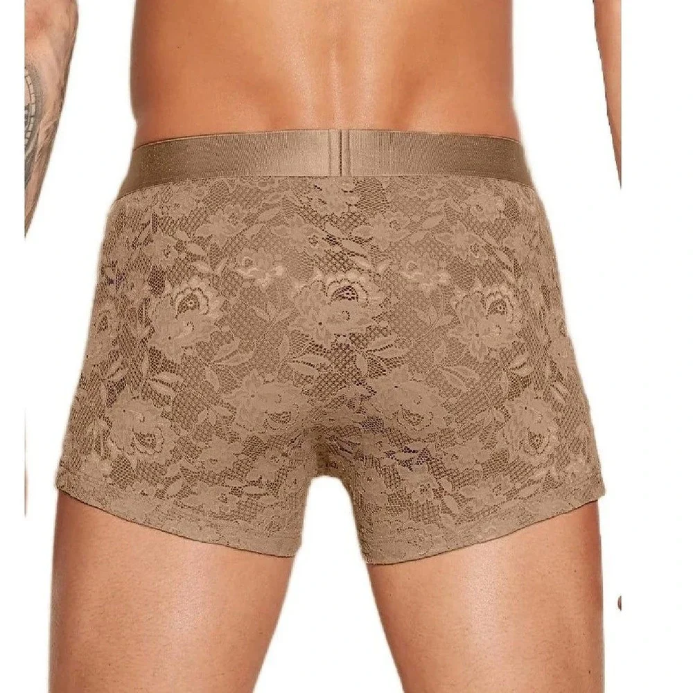 Cosabella Luxury Italian Men's Lace Trunks Designer Underwear Brown Quattro